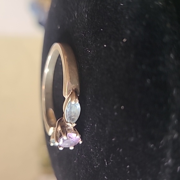 Vintage 925 Amethyst and Blue Topaz Ring - Picture 2 of 6